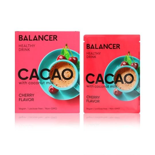 Какао Balancer на кокосовом молоке со вкусом «Вишня», 5 шт